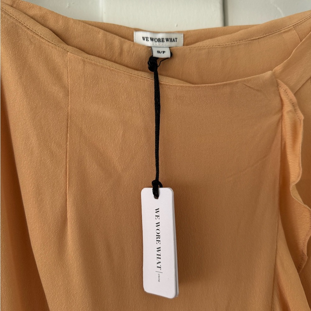 NWT WeWoreWhat Swim Malia Wrap Skirt in Maple Sugar – Size Small - Picture 9 of 10